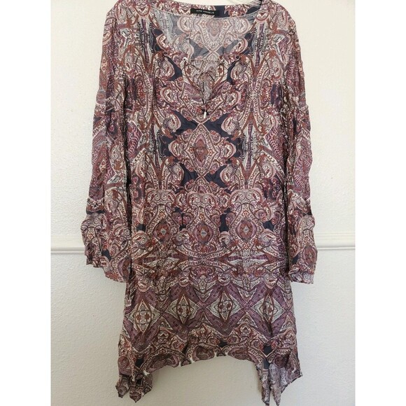 Vito Vergelis Paisley Tunic Viscose Silk Made in EU Size Large 3/4 Sleeve Blouse - Picture 1 of 16